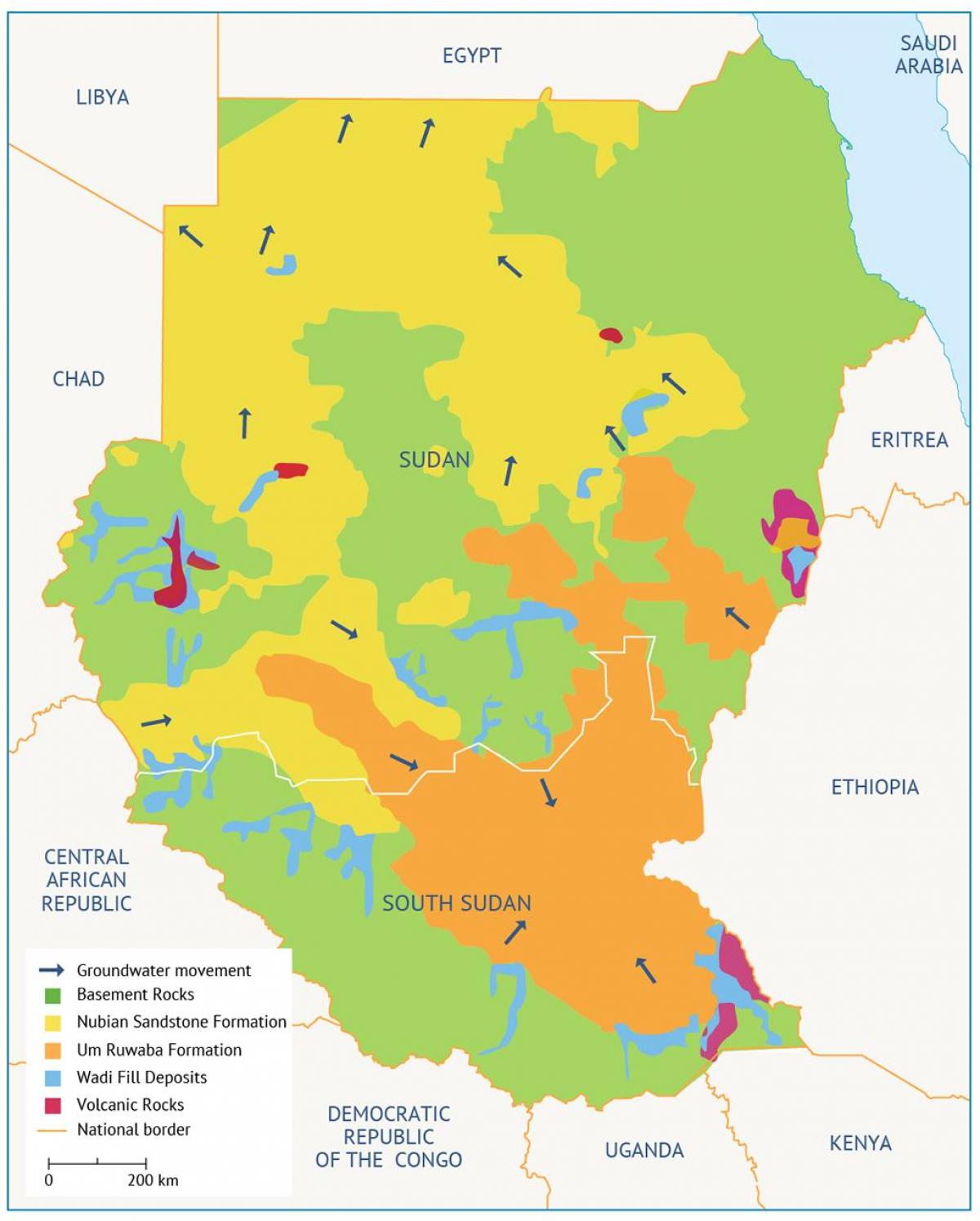 Karta över Sudan bassängen 