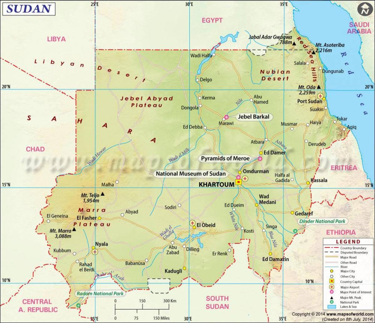 karta över Sudan
