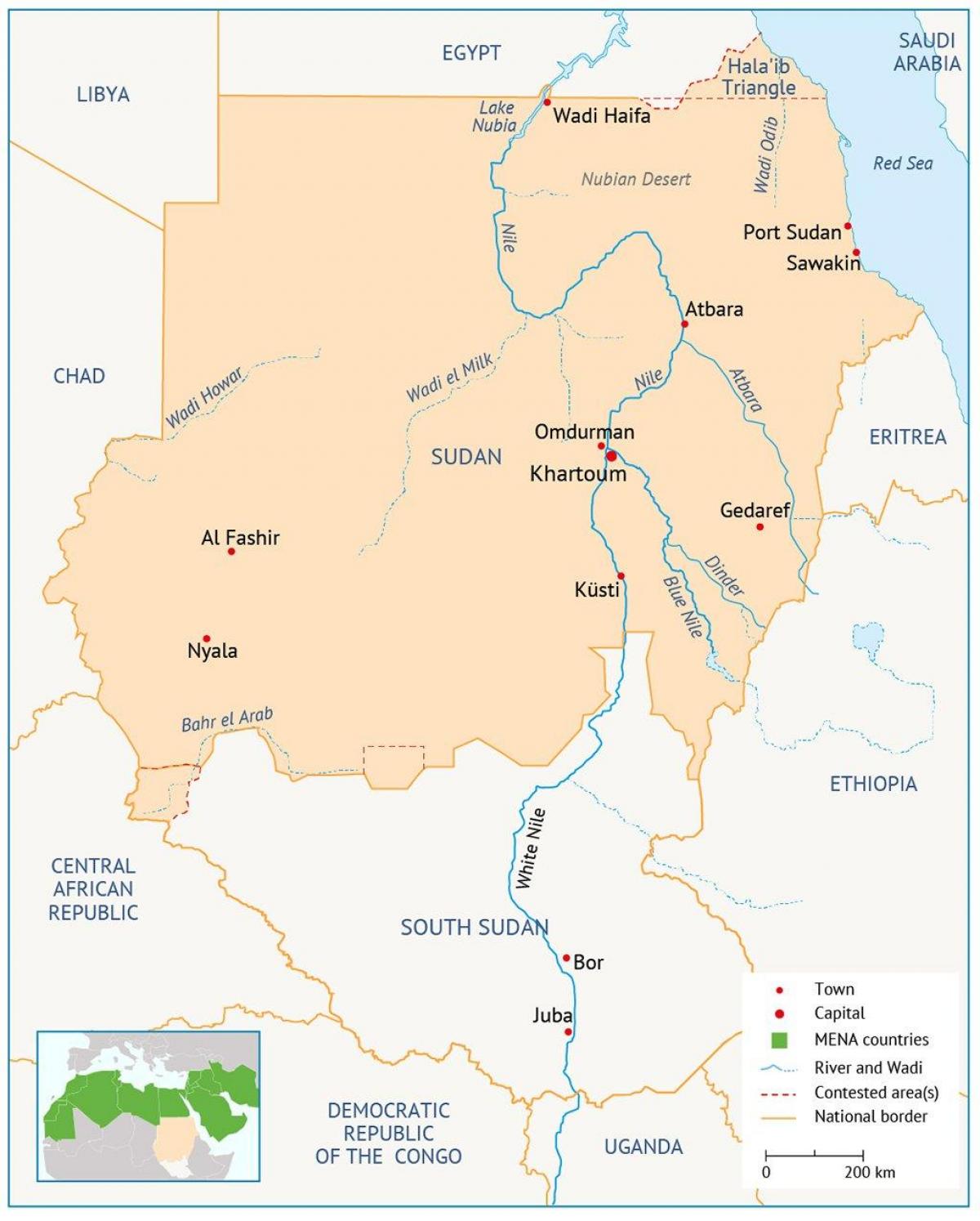 Karta över Sudan river