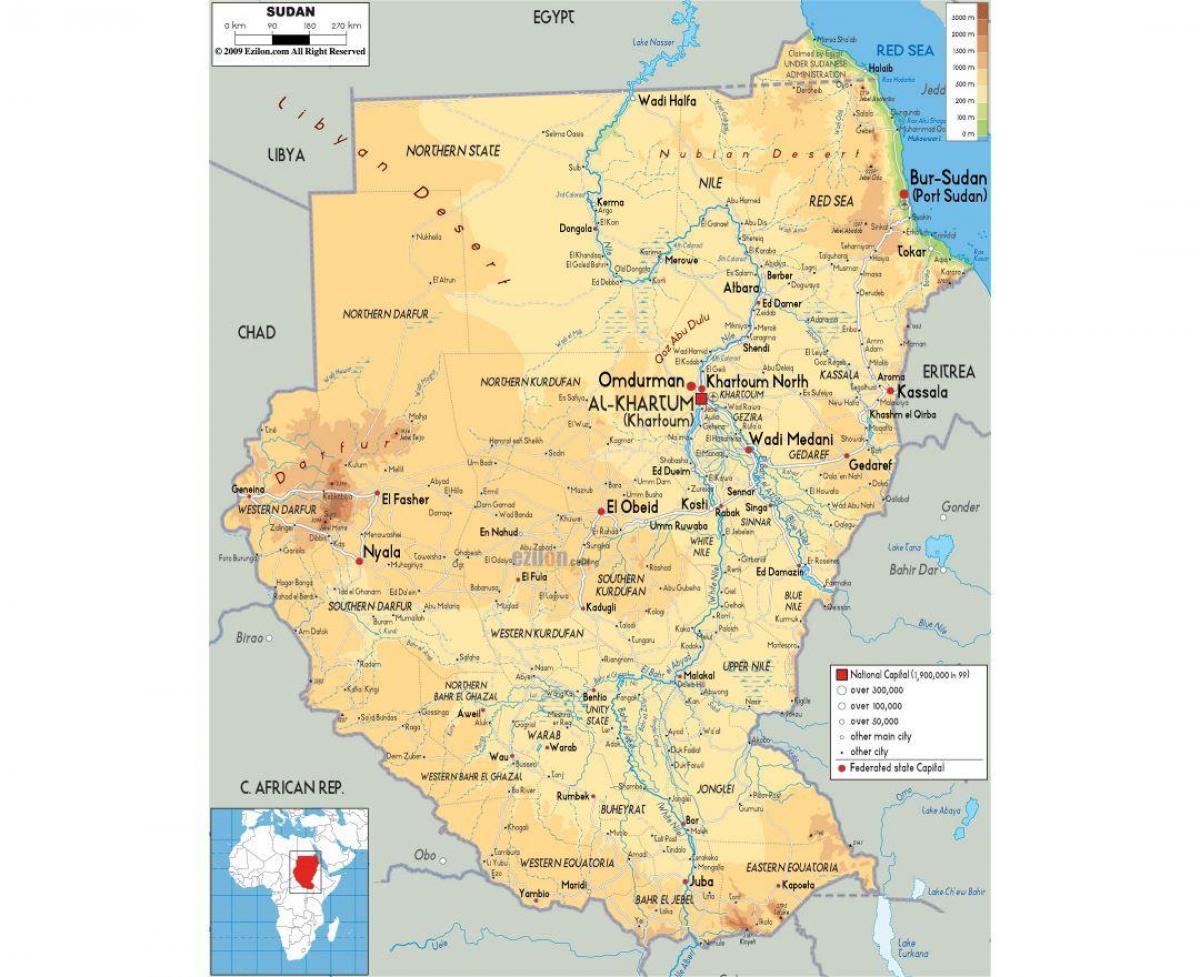 Karta över Sudan vägar