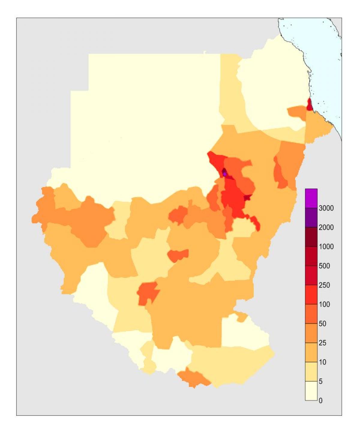 Karta över Sudan befolkningen