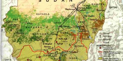 Karta över Sudan geografi